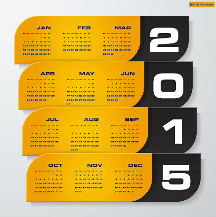 2015黄色のスタイルのベクトルが付いている会社のカレンダーブラック03 黄色 会社 ブラック カレンダー 2015   