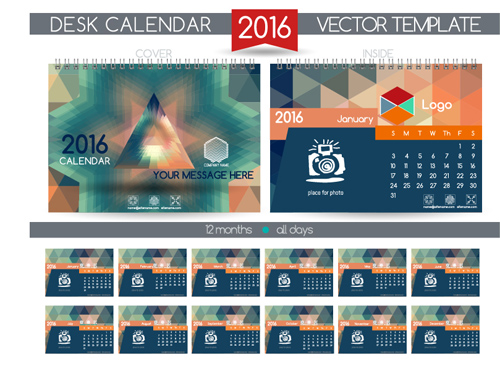 2016新年の机のカレンダーベクトル材料78 材料 机 新しい 年 カレンダー 2016   