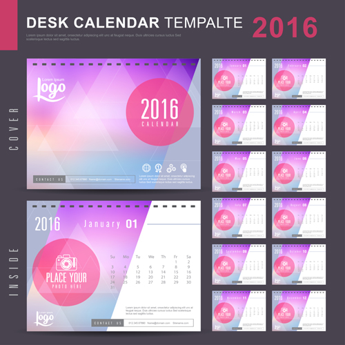 2016 nouvel an bureau calendrier vecteur matériel 95 neuf matériel calendrier bureau année 2016   