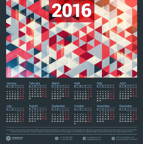 2016 société calendrier créatif design vecteur 17 Entreprise creative calendrier 2016   