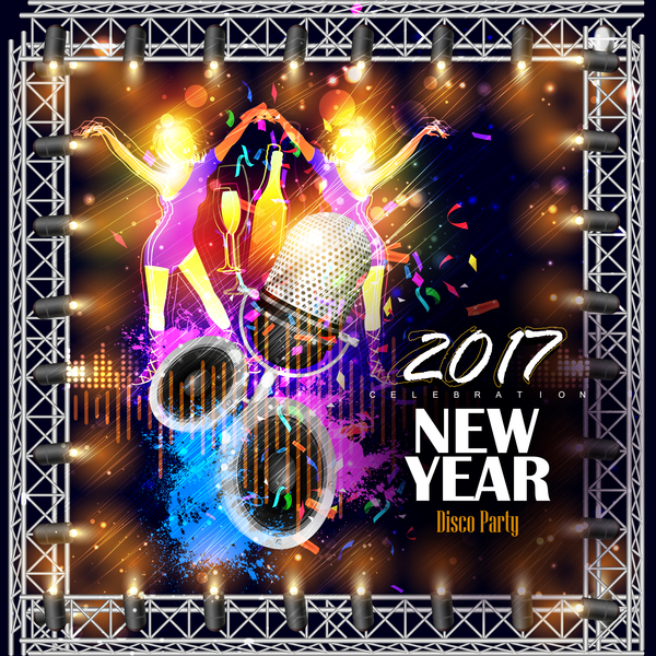 2017新年の夜のパーティーポスターテンプレートベクトル05 新しい 年 夜 ポスター パーティー 2017   