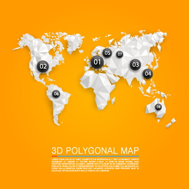 3D ポリゴンマップベクターマテリアル 多角形 地図   