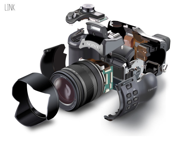 組み立てられたカメラベクター素材 カメラ アセンブル   