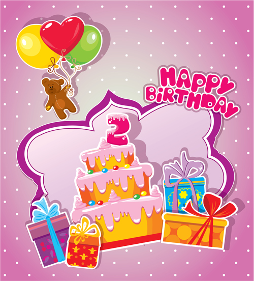 Baby-Geburtstagskarte mit Kuchen-Vektormaterial 02 Kuchen Karte Geburtstag baby   