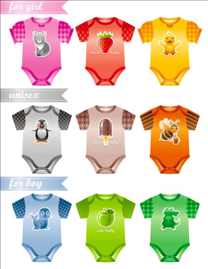 Vêtements de bébé Design vecteur matériel 02 vêtements Bébé   