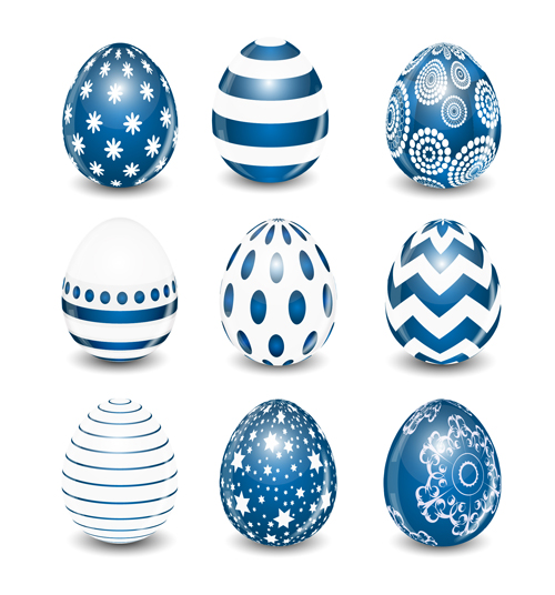 Blaue Stile Osterei-Vektoren Stile Ostern Ei Blau   
