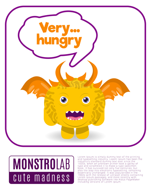 Cartoon-Wahnsinns-Monster mit Textkästen-Vektor 07 Wahnsinn text monster cartoon box   
