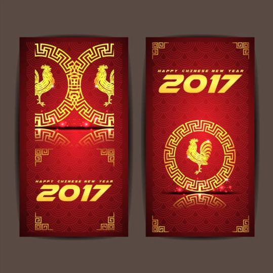 Nouvel an chinois 2017 cartes verticales vecteur 05 vertical neuf Chinois cartes année 2017   