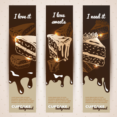 Schokolade mit Cupcake Banner Hintergrundvektor 01 Schokolade Hintergrundvektor Hintergrund cupcake banner   