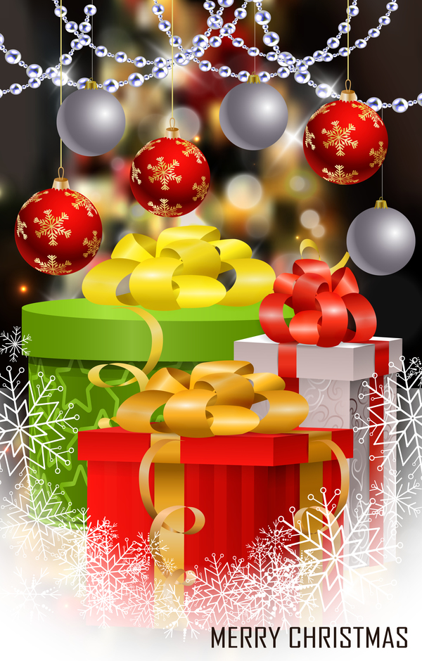 Weihnachtsgeschenkbox mit Schneeflocken-Hintergrundvektor 01 Weihnachten Schneeflocke Geschenk box   