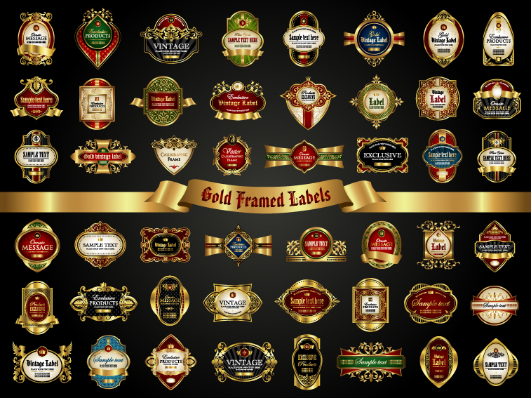 Klassische goldene Etiketten Luxus-Vektor 01 Luxus labels Klassik Goldene   