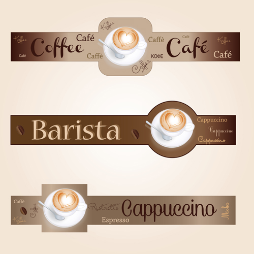 Café avec des bannières d’art de café vecteur 03 cafe bannières   