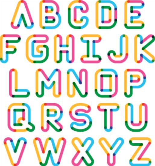 Vecteur de l’alphabet de contours colorés contours colorés alphabet   