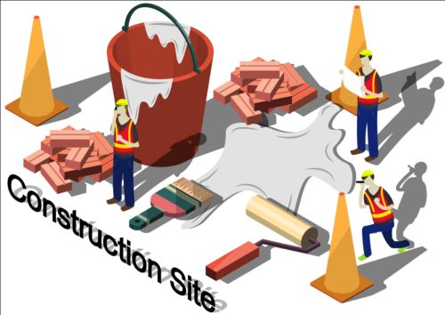 Site de construction isométrie vecteur infographique 02 site isométrie infographie construction   