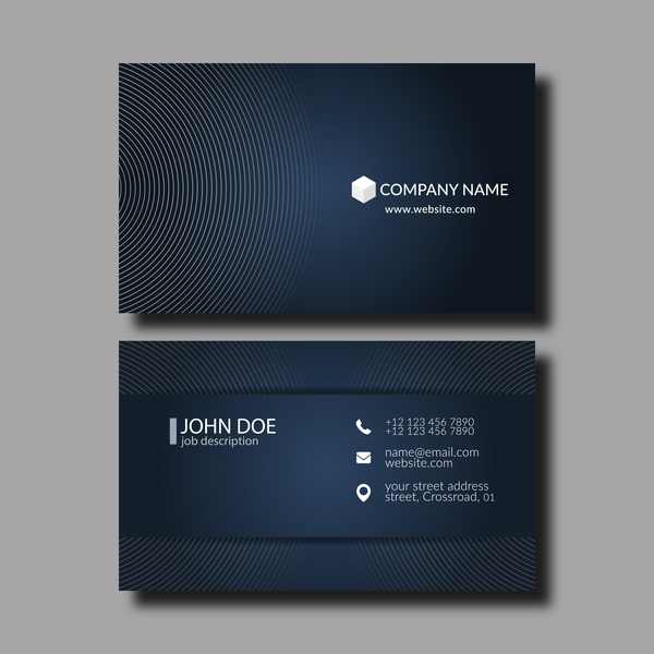 Dunkle blaue Visitenkarten-Vorlage Vektor 03 Karte Dunkel business Blau   
