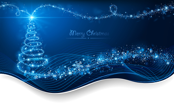 Arbre de Noël de rêve avec le vecteur de fond de Noël bleu 15 rêve Noël Bleu arbre   