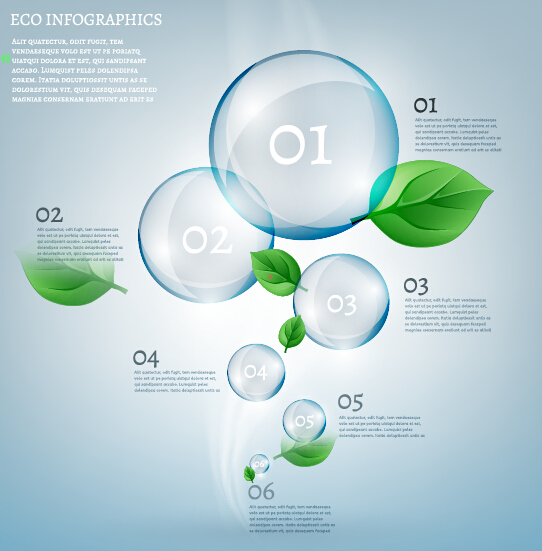 Öko-Infografik mit Blasenvektoren 02 Öko Infografik Blase   