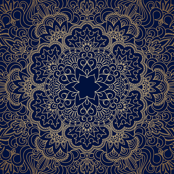 Goldenes Ornament-Muster mit blauem Hintergrundvektor 03 ornament Goldene blauer Hintergrund   