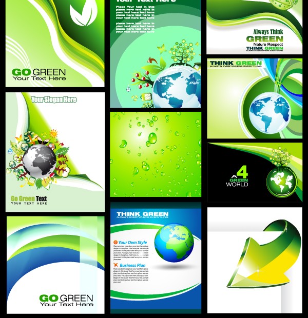 Grüne Gestaltungselemente Hintergrund-Set-Vektor grün   