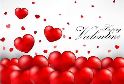 Herzballons mit Valentinstag Karte Vektor Valentine tag Karte Herz ballons   
