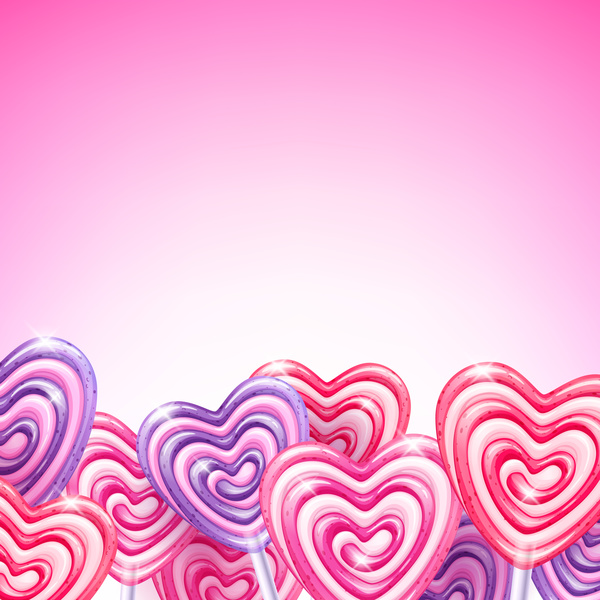 Herzbonbons mit rosa Hintergrundvektoren 01 stock pink Herz Bonbons   