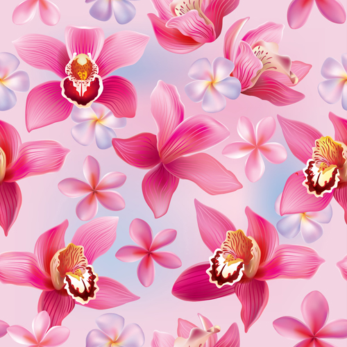Rosa Orchideen vector nahtlose Muster pink Orchideen nahtlos Muster   