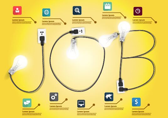 Alimentation avec ampoule créative modèle d’entreprise 01 lumière Creative business business template Ampoule alimentation   