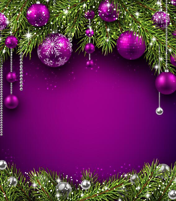 Purpurweiser Weihnachtsball mit lila Hintergrundvektor Weihnachten lila ball   