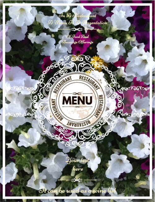 Housse de menu restaurant brouille fleur vecteur 04 restaurant menu fleur couverture   