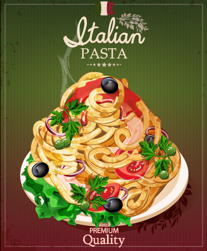 Retro italienische Pasta-Menü Deckel Vektor 04 Retro-Schriftart Pasta Italienisch cover   