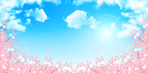Sakura avec le fond bleu de vecteur de ciel 03 sakura fond ciel Bleu   