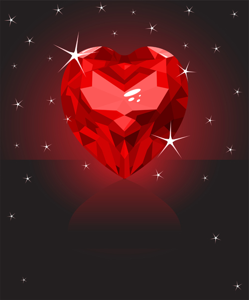 Brillant diamant coeur valentines jour cartes vecteur 02 Saint-Valentin jour Diamant coeur cartes brillant   