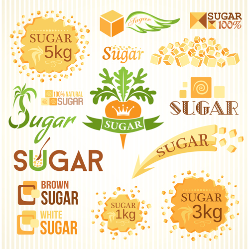 Zucker-Etiketten mit Logo-Vektormaterial 05 Zucker material logos Etiketten   