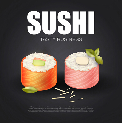 Sushi-Roll-Plakat-Vektor 14 vintage Sushi roll poster   