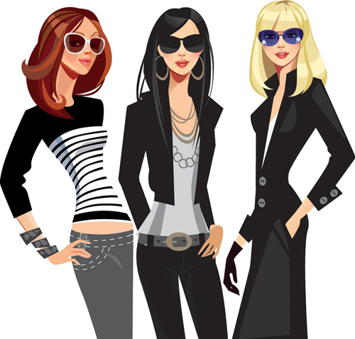 Vector Fashion Girls Design-Elemente Set 12 Mode Mädchen mode Elemente   