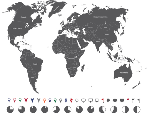 Carte du monde avec vecteur de navigation 03   