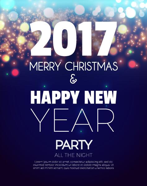 2017 Neujahr mit Weihnachts-Party-Flyer Vektoren gesetzt 04 Weihnachten party Neu Jahr flyer 2017   