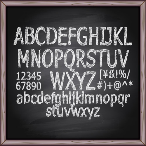 Alphabet mit Zahlen und Kreidebrett-Vektor 04 Nummern chalkboard alphabet   