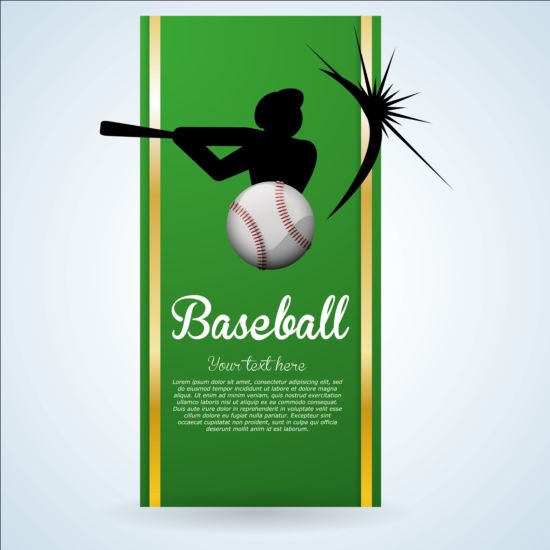 Baseball-grünes Banner mit Menschen Silhouette Vektoren gesetzt 15 silhouette Menschen grün baseball banner   