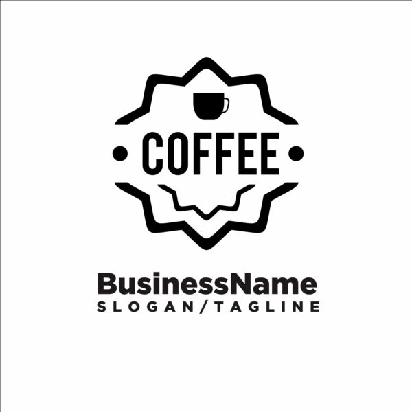 ブラックコーヒーのロゴデザインベクトル03 黒 ロゴ コーヒー   