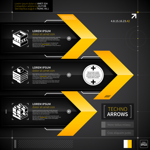 Noir avec vecteur infographique jaune Tech 07 tech Noir jaune infographie   