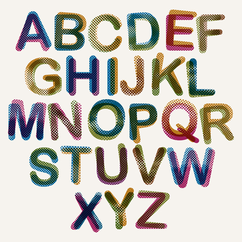Vecteur d’alphabet coloré flou flou coloré alphabet   