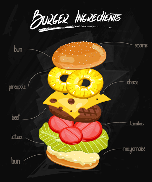 Burger ingrédients Design Vector 03 ingredients design burger   