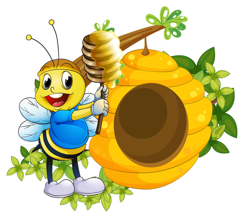 Abeille de dessin animé et ruche vecteur matériel 08 ruche dessin animé abeille   
