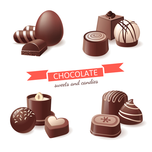 Chocolat sucré et bonbons vecteur illustration 05 sucré illustration Chocolat Bonbons   