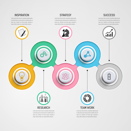 Kreisgeschäftliche Infografiken kreative Vektorvorlage 06 Vorlage Infografik creative circular business   