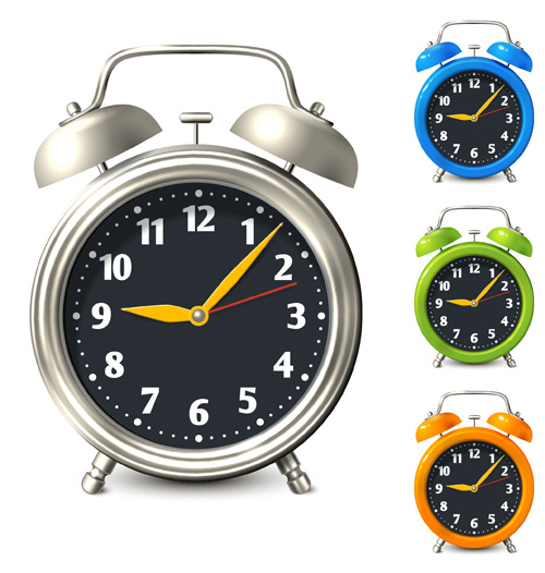 Réveil coloré vecteur Set 01 horloge couleur alarme   