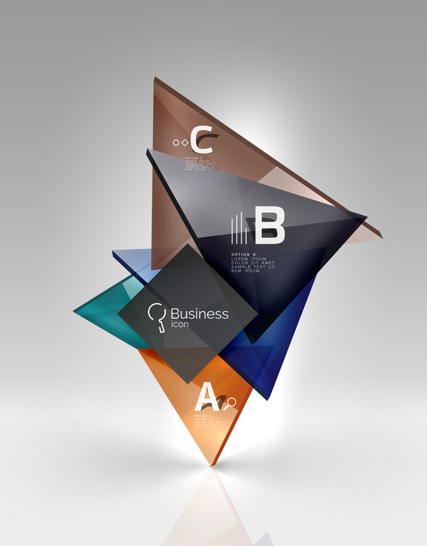 カラフルなガラスの三角形ビジネステンプレートベクトル09 三角形 ビジネス カラフル ガラス   