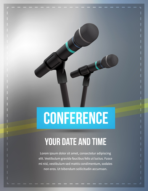 Konferenzmikrofone Business Template Vector 04 Vorlage Mikrofon Konferenz business   
