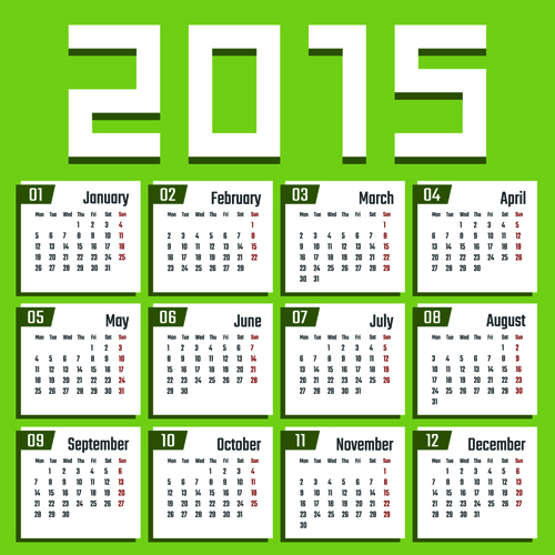 Kreativer Kalender 2015 Vektordesign Set 09 Kreativ Kalender 2015   